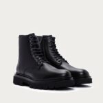 بوت مردانه چرم مشکی زیپ دار مدل 9173